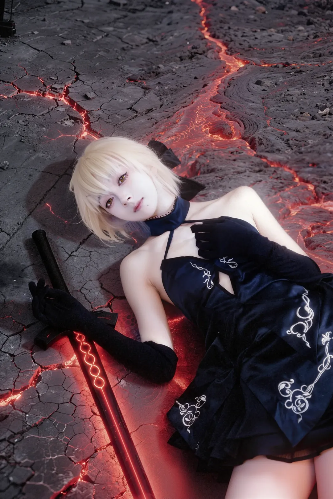 FGO, 黑丝穿搭, 黑sabercos, CJ场照, 战损风格 - 第10张