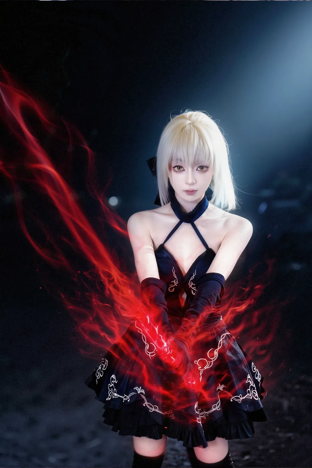 FGO, 黑丝穿搭, 黑sabercos, CJ场照, 战损风格 - 第2张