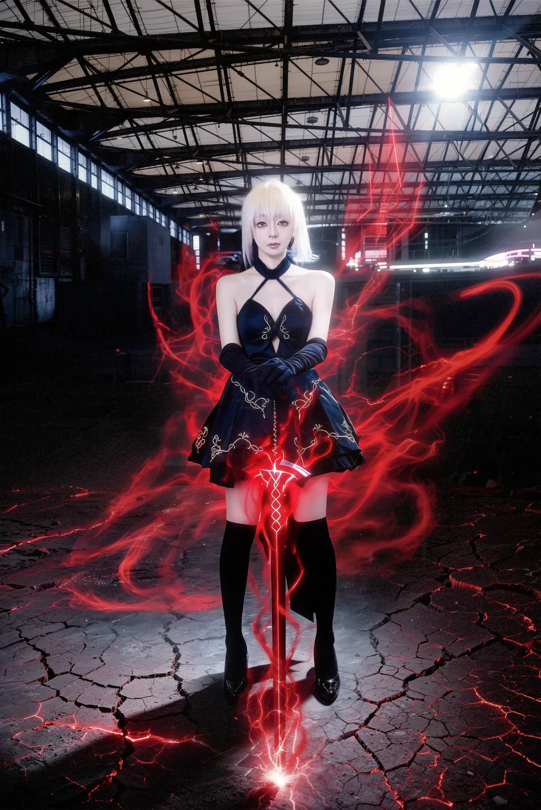 FGO, 黑丝穿搭, 黑sabercos, CJ场照, 战损风格 - 第3张