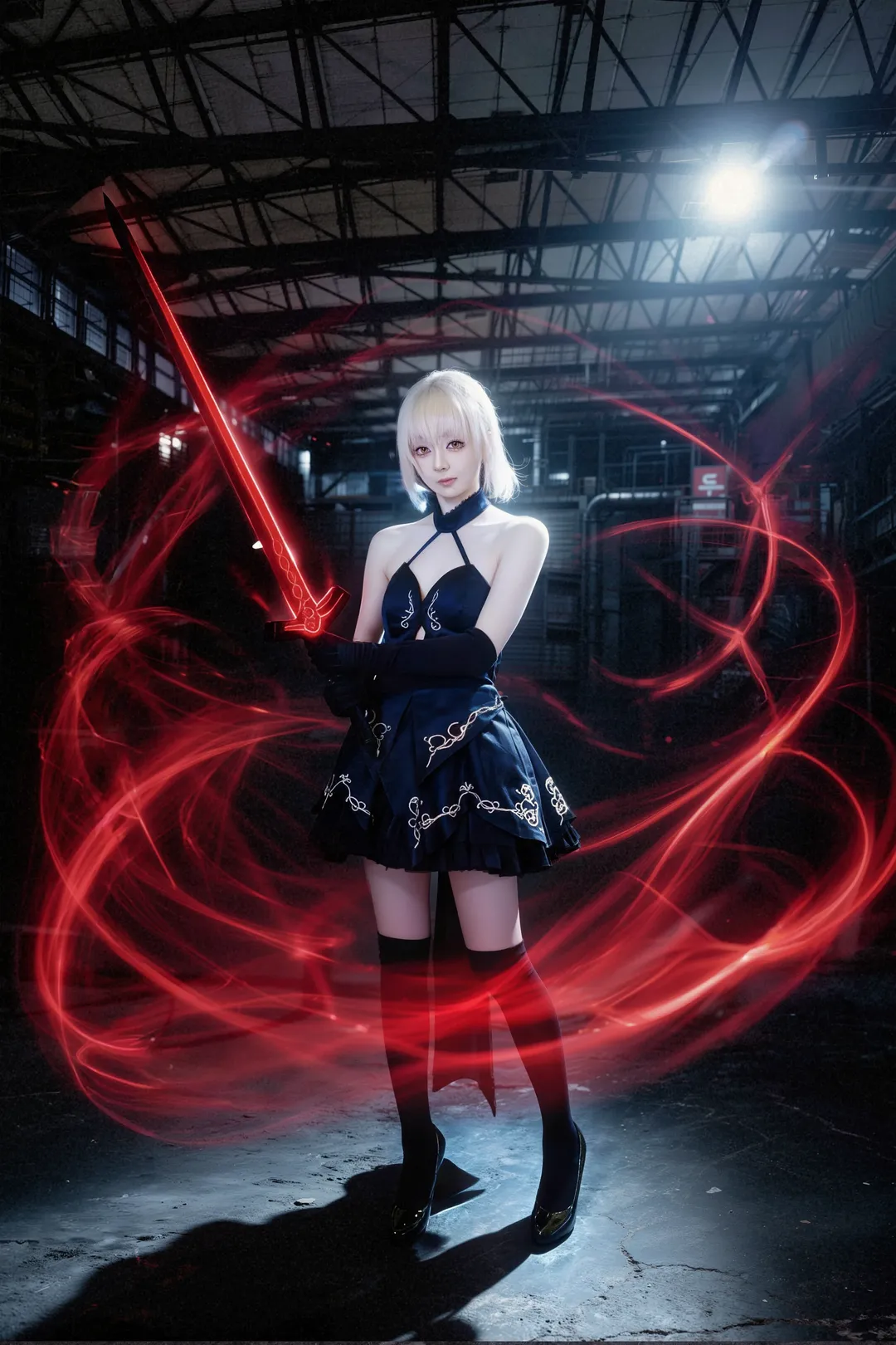 FGO, 黑丝穿搭, 黑sabercos, CJ场照, 战损风格 - 第4张