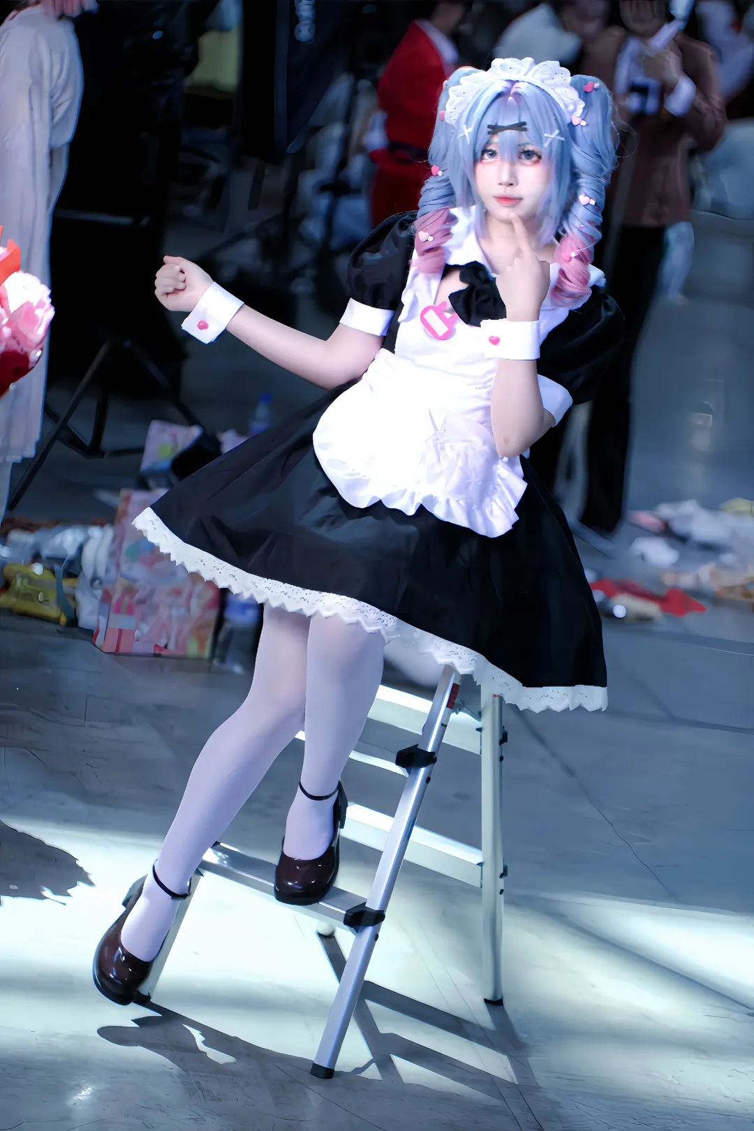 漫展场照, 初音未来cos, 兔子洞, cosplay摄影, 白丝女仆装