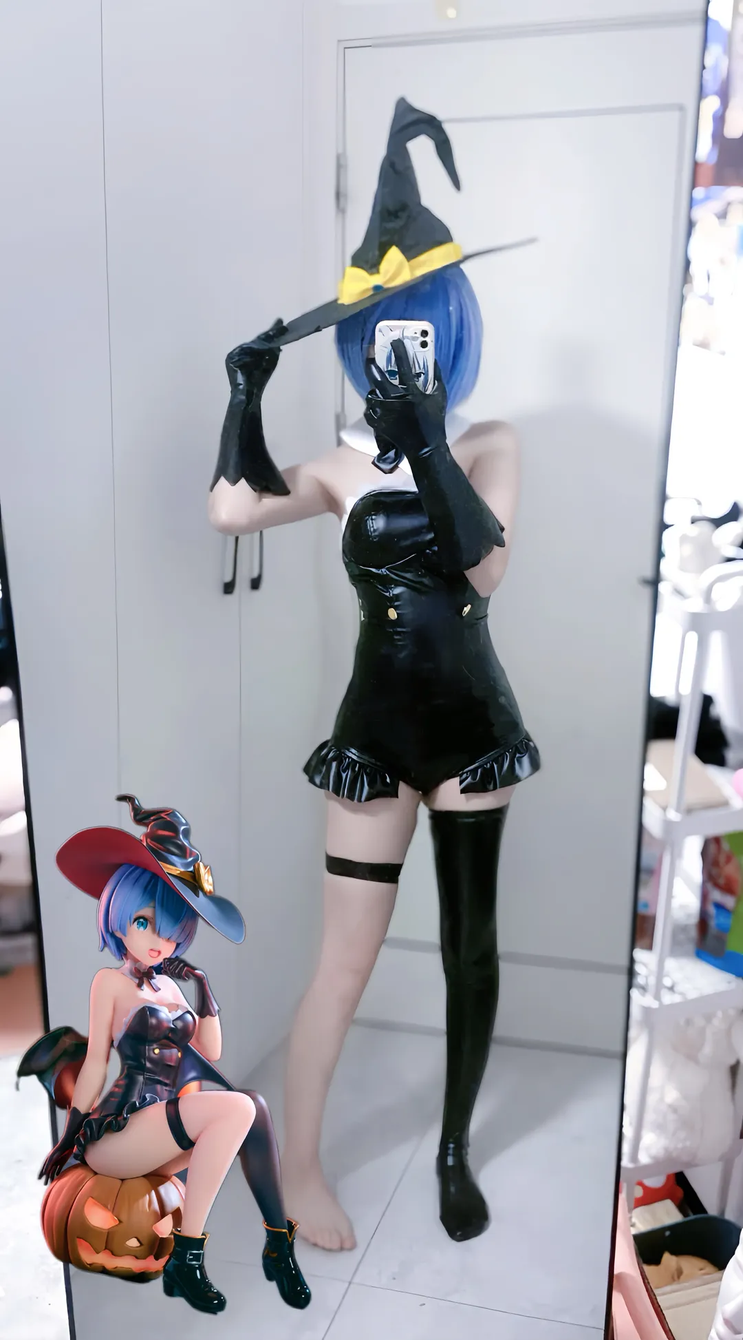 从零开始的异世界生活, 蕾姆cos, 黑丝穿搭, 万圣节cosplay, 过膝长靴