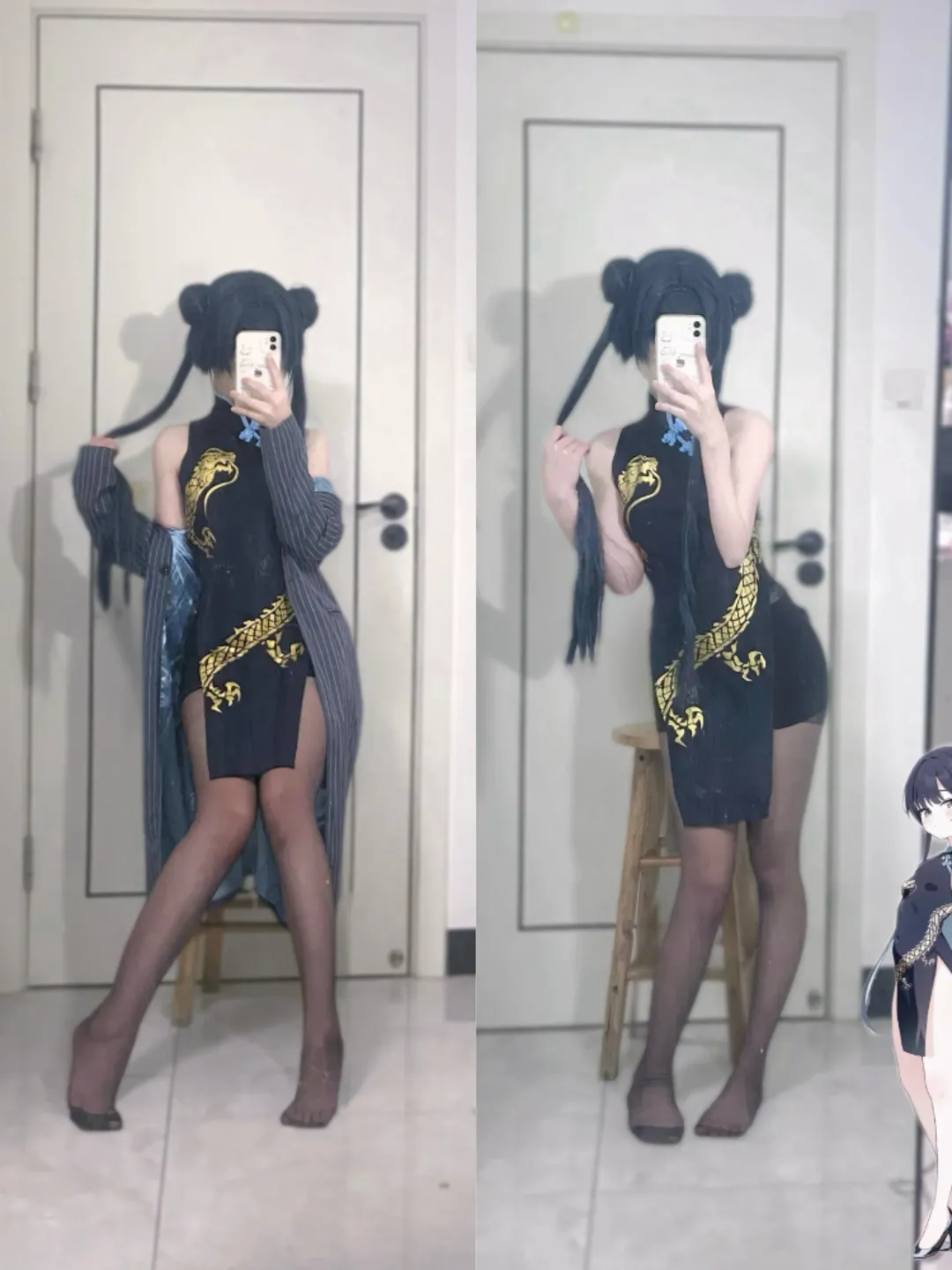 蔚蓝档案, 妃咲cos, 旗袍cosplay, 黑丝穿搭, 新年cos - 第1张