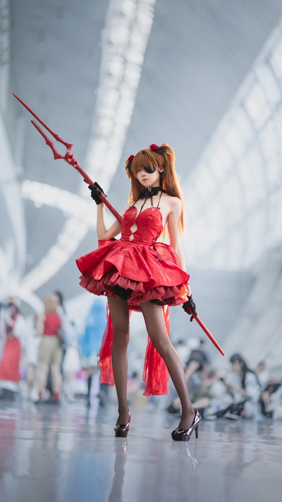 漫展cosplay, 明日香cos, 新世纪福音战士, 黑丝, NIKKE联动 - 第1张