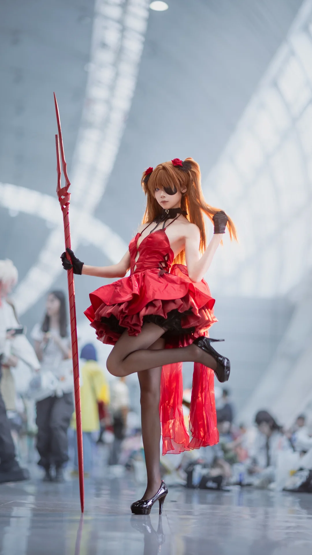 漫展cosplay, 明日香cos, 新世纪福音战士, 黑丝, NIKKE联动 - 第2张