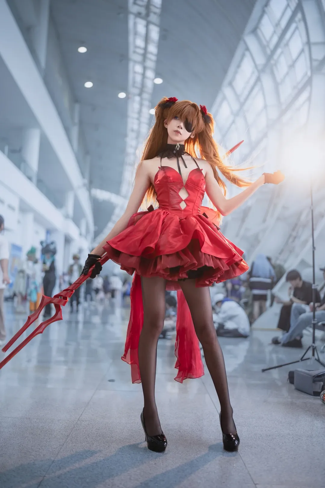 漫展cosplay, 明日香cos, 新世纪福音战士, 黑丝, NIKKE联动 - 第3张