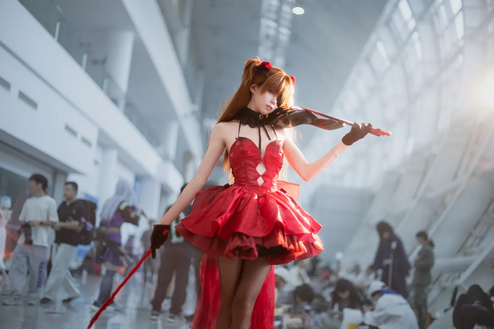 漫展cosplay, 明日香cos, 新世纪福音战士, 黑丝, NIKKE联动 - 第4张