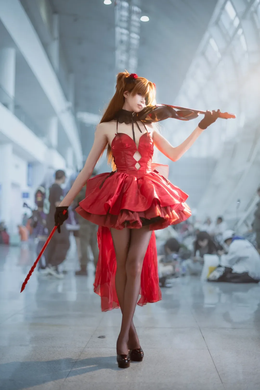 漫展cosplay, 明日香cos, 新世纪福音战士, 黑丝, NIKKE联动