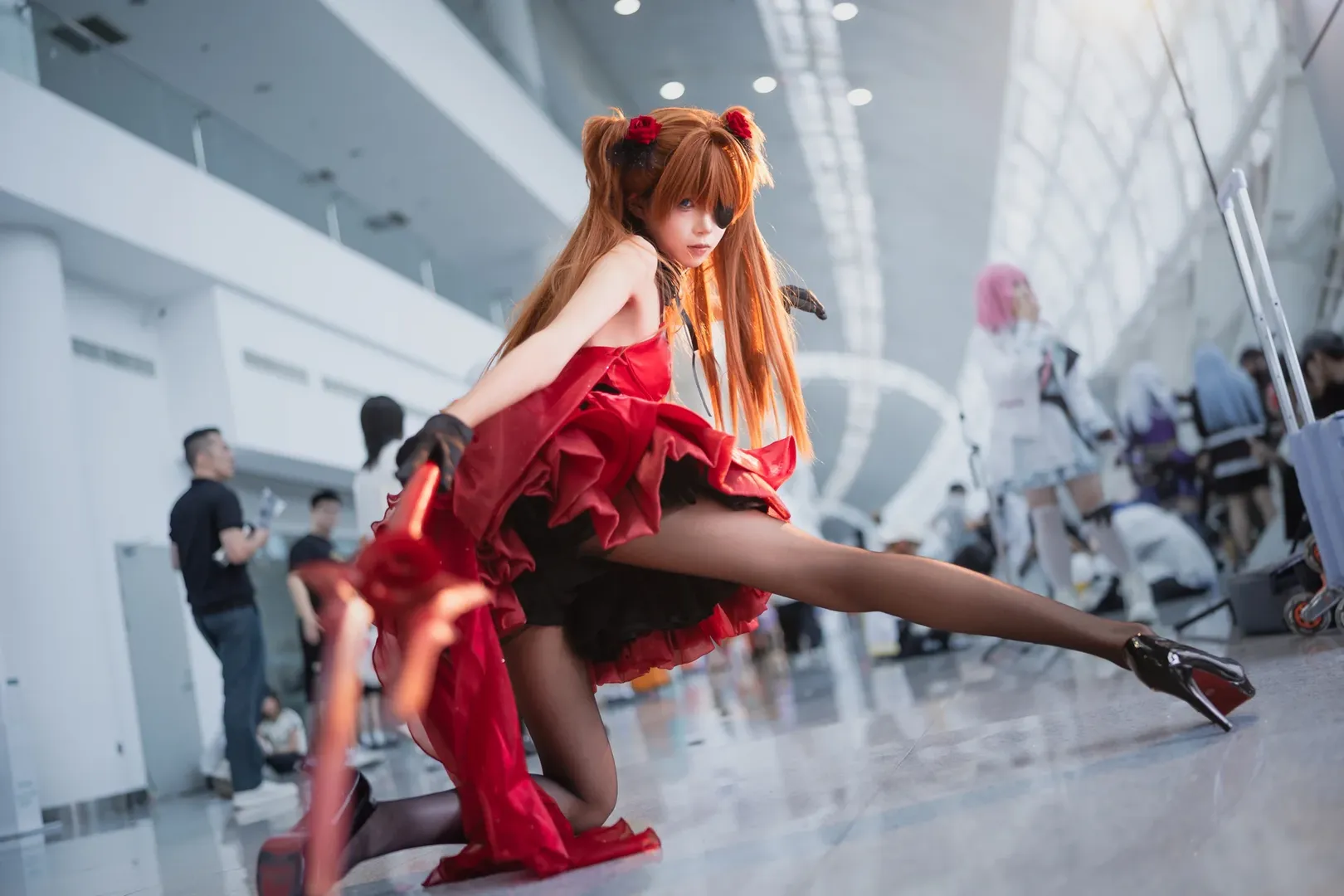漫展cosplay, 明日香cos, 新世纪福音战士, 黑丝, NIKKE联动 - 第6张