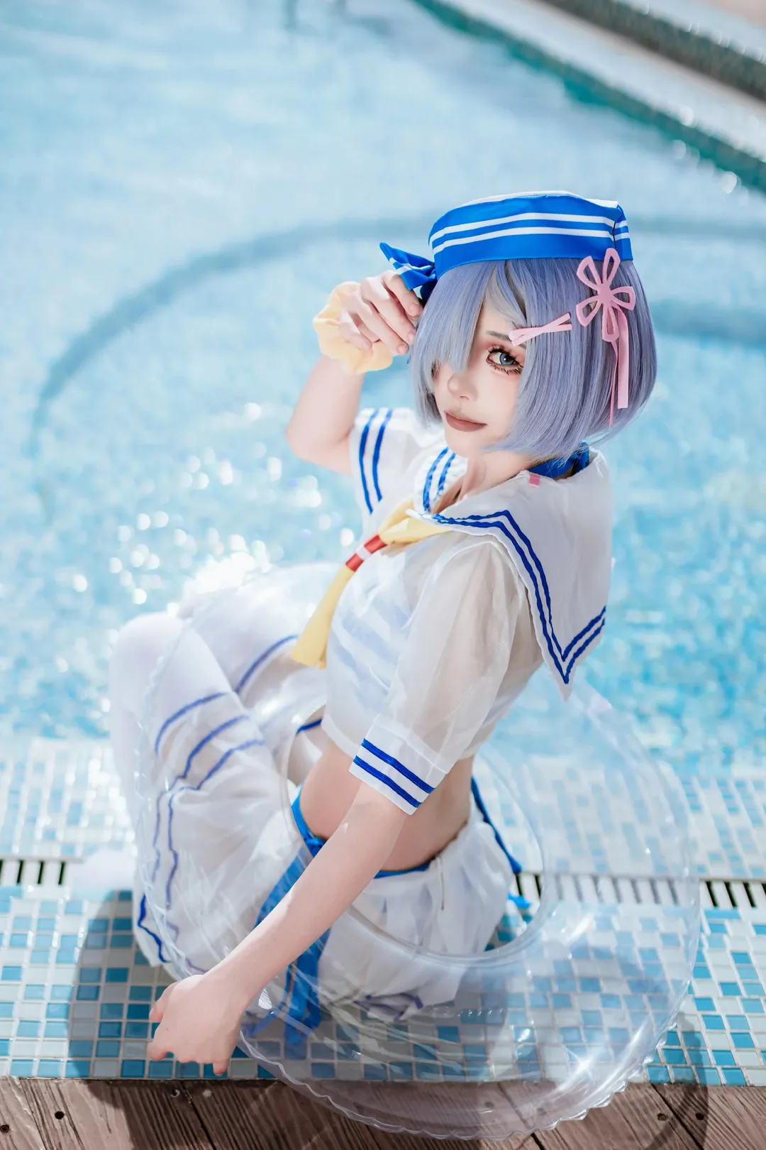 cosplay, 泳装, 白丝, 雷姆cos, 夏日清凉 - 第1张