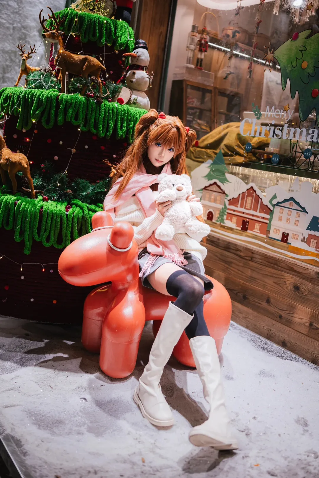 冬のコーディネート, アスカコスプレ, 新世紀エヴァンゲリオン, 黒ストッキング, コスプレ撮影 - 6枚目