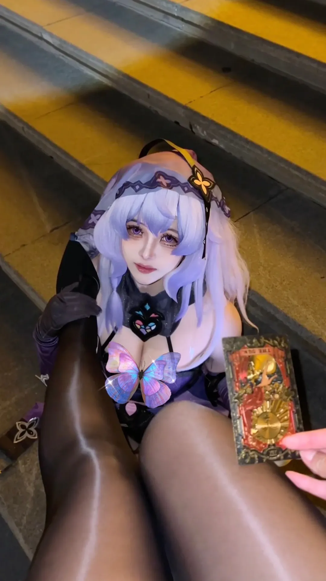 崩壊：スターレイル, 夜景ポートレート, コスプレ日常, 黒タイツ コーデ, ブラックスワンコスプレ