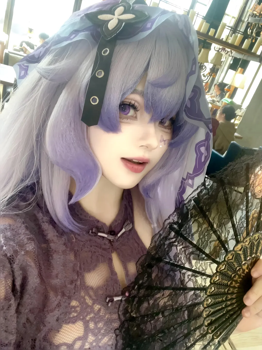 二次元摄影, 崩坏星穹铁道, Cosplay穿搭, 黑天鹅cos, 蕾丝扇道具