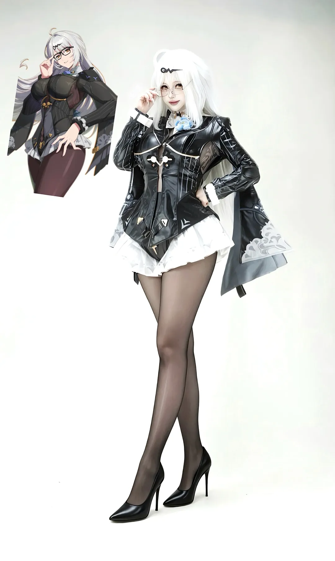 ゼンレスゾーンゼロ, 儀玄 コスプレ, コスプレコーディネート, 黒ストッキングとハイヒール, レザージャケット コスプレ - 1枚目