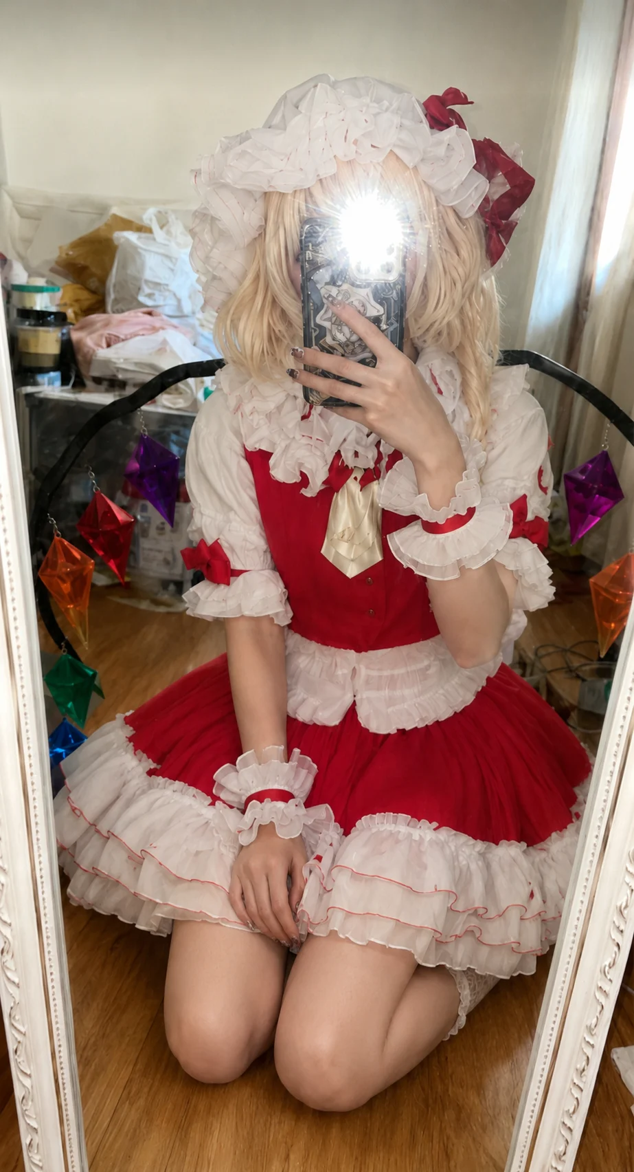 东方project, 芙兰朵露cos, 洋装cos, 红魔馆日常, 蕾丝腿套 - 第3张