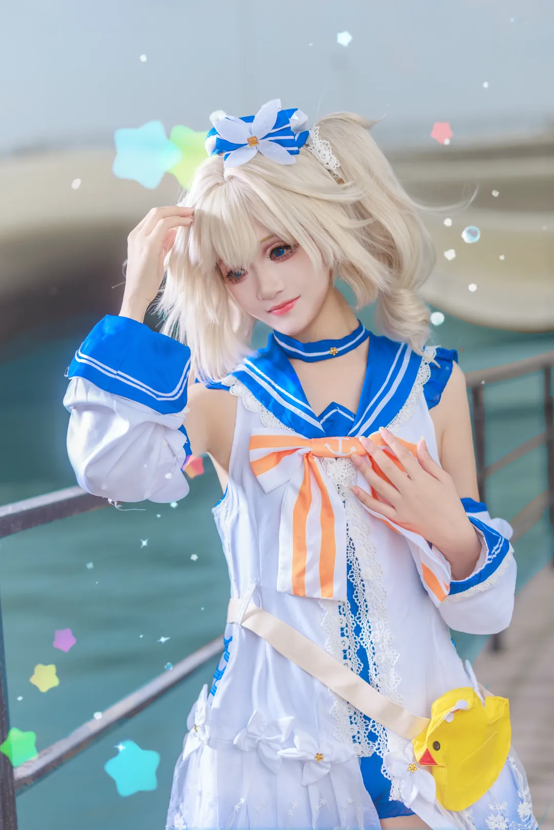 原神, 芭芭拉cos, 二次元cos, 水手服, 水边摄影 - 第2张
