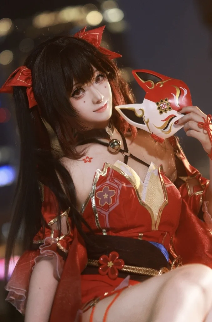 Honkai: Star Rail, Sparkle cosplay, Night photography, ACG Cosplayer, Fox mask - Image 1