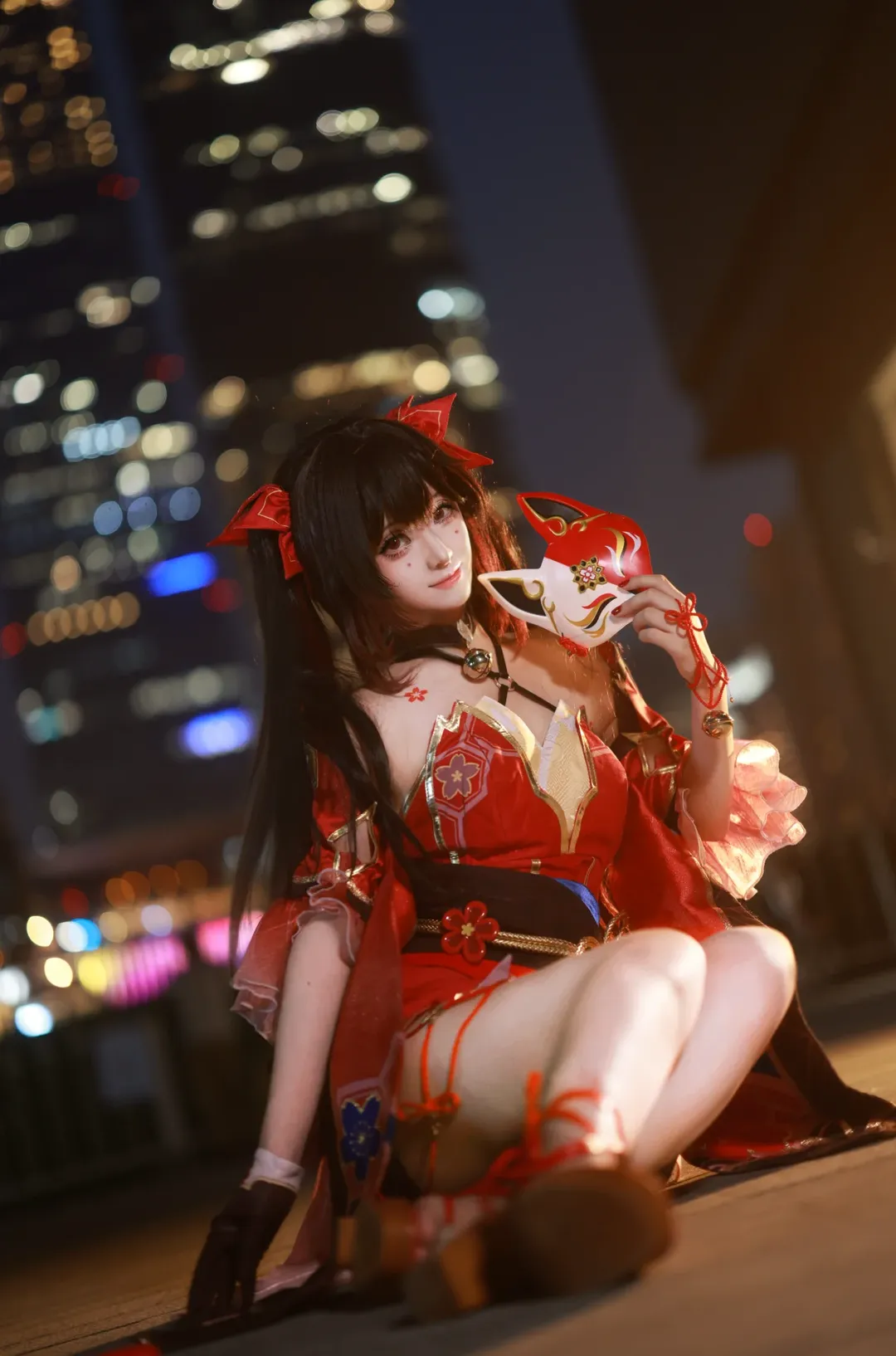 Honkai: Star Rail, Sparkle cosplay, Night photography, ACG Cosplayer, Fox mask
