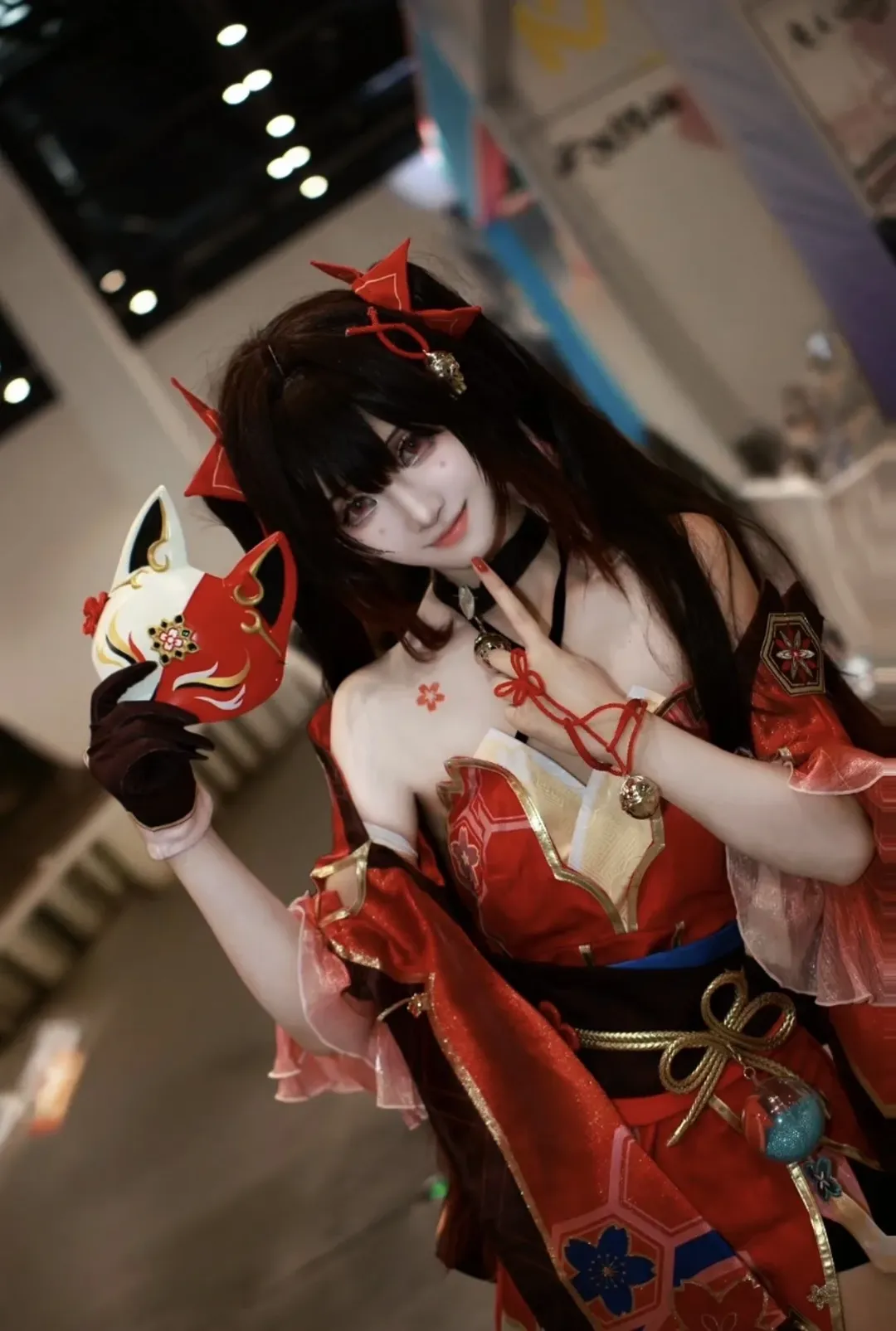 Honkai: Star Rail, Convention photography, Sparkle cosplay, Japanese-style outfit, Fox mask photoshoot