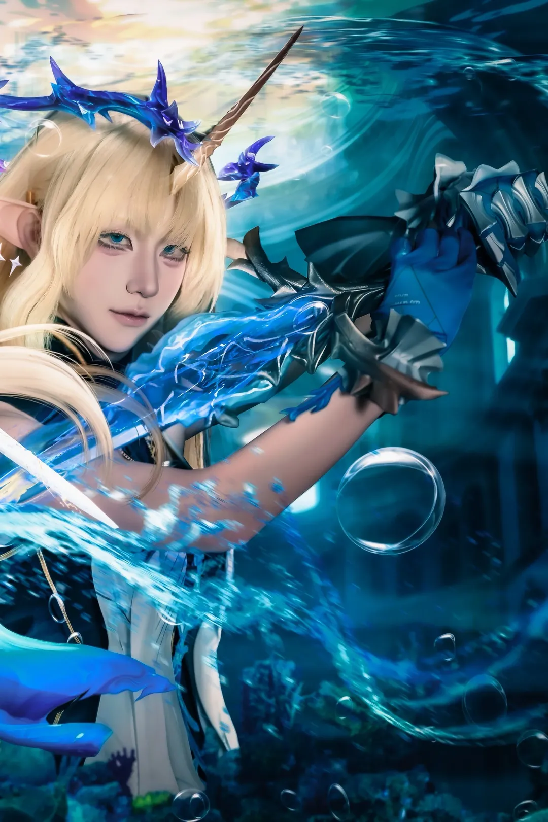 鸣潮, 卡提希娅cos, 芙露德莉斯cos, 精灵cosplay, 水下特效摄影 - 第3张
