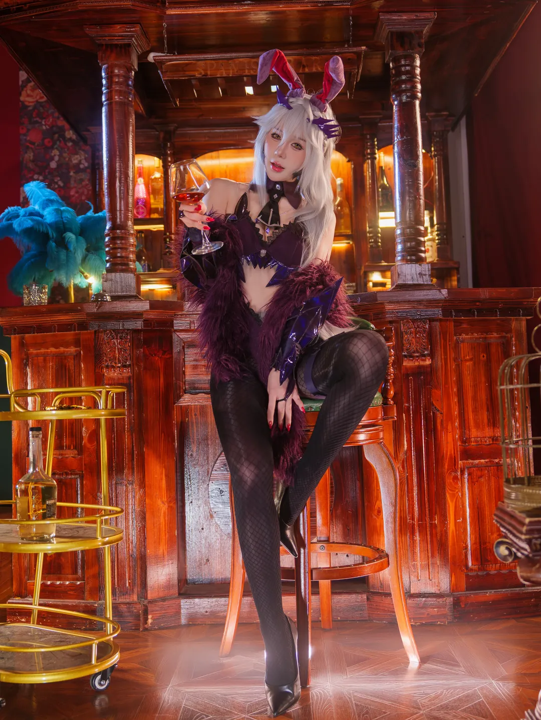 二次元, FGO, 黑枪呆cos, 黑丝网袜, 红磨坊