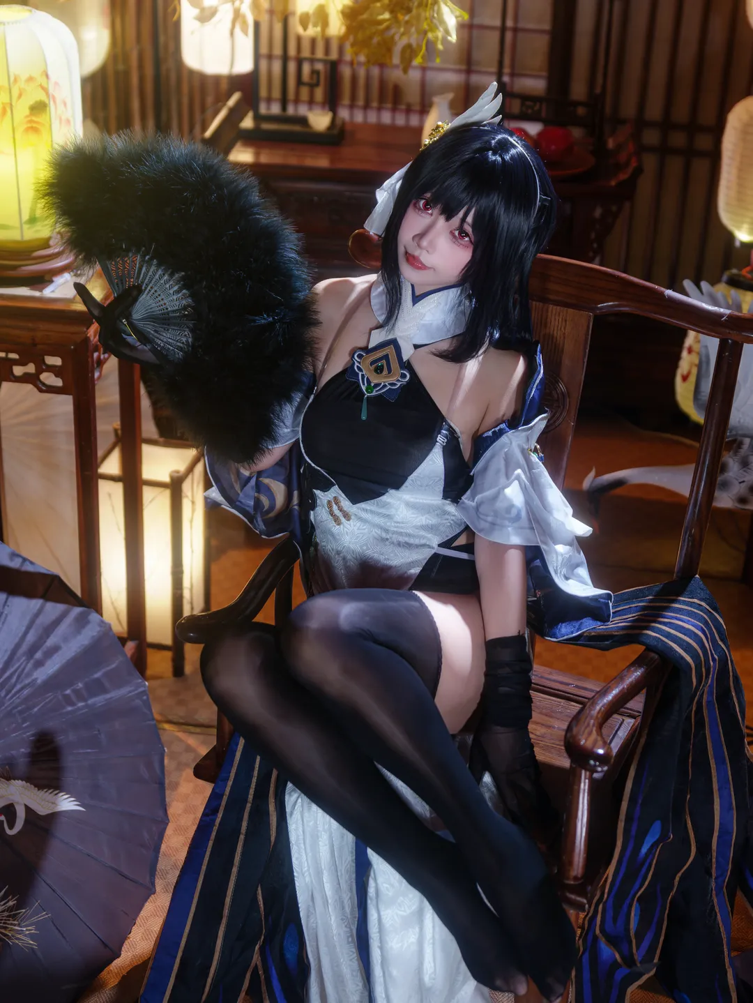 碧蓝航线, 国风cosplay, 黑丝穿搭, 舰娘cos, 镇海改cos