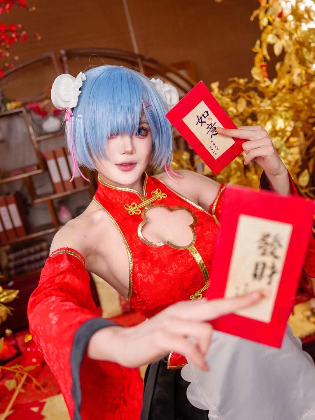 Re:ゼロから始める異世界生活, レム コスプレ, 黒ストッキング, 年賀イラスト, 新年コスプレ - 1枚目