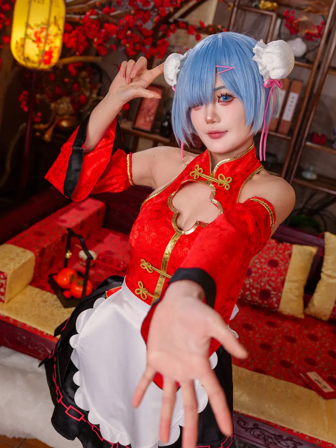 Re:ゼロから始める異世界生活, レム コスプレ, 黒ストッキング, 年賀イラスト, 新年コスプレ - 11枚目
