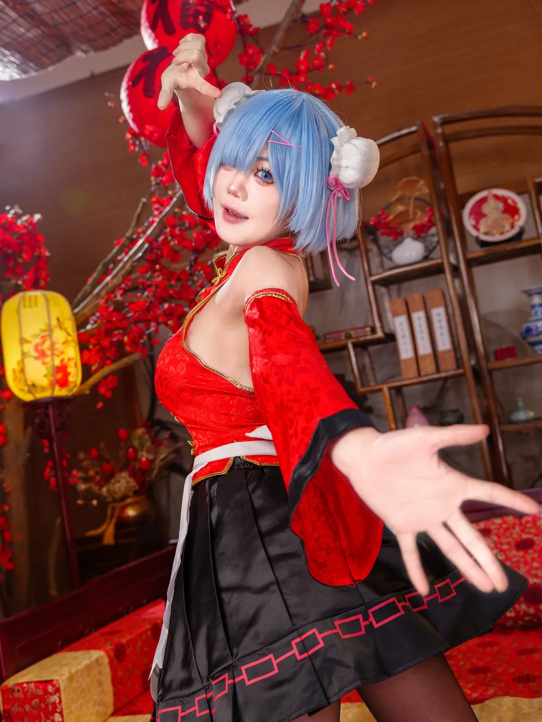 cosplay, 从零开始的异世界生活, 蕾姆cos, 黑丝, 元宵节 - 第1张