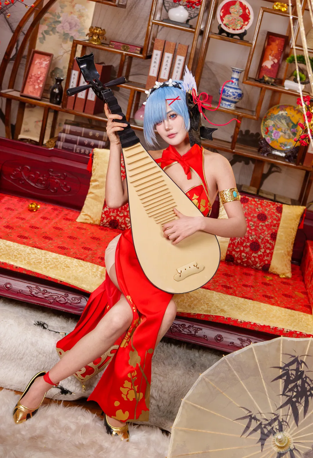 cosplay, 从零开始的异世界生活, 蕾姆cos, 黑丝, 元宵节 - 第11张
