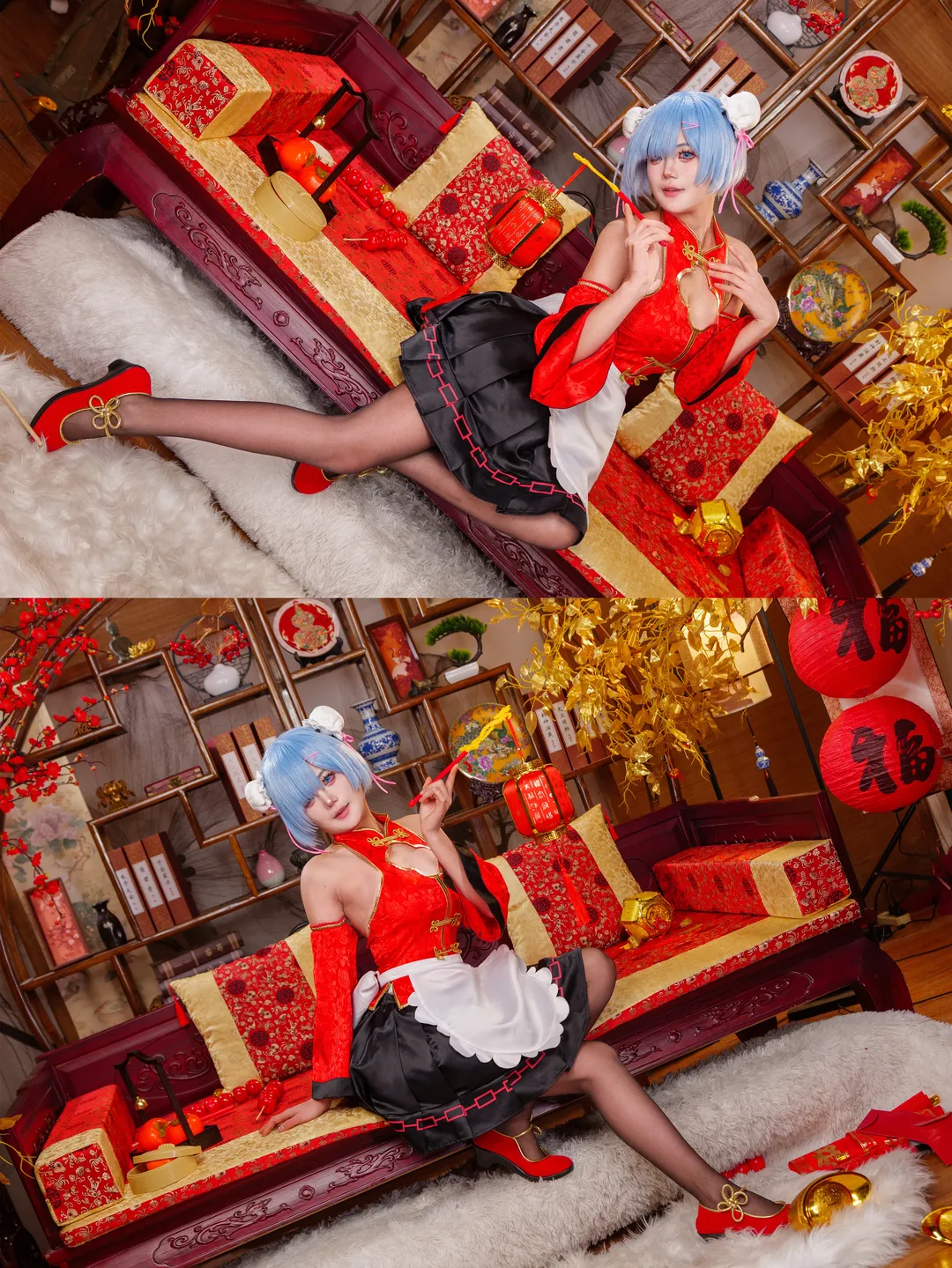 cosplay, 从零开始的异世界生活, 蕾姆cos, 黑丝, 元宵节 - 第12张