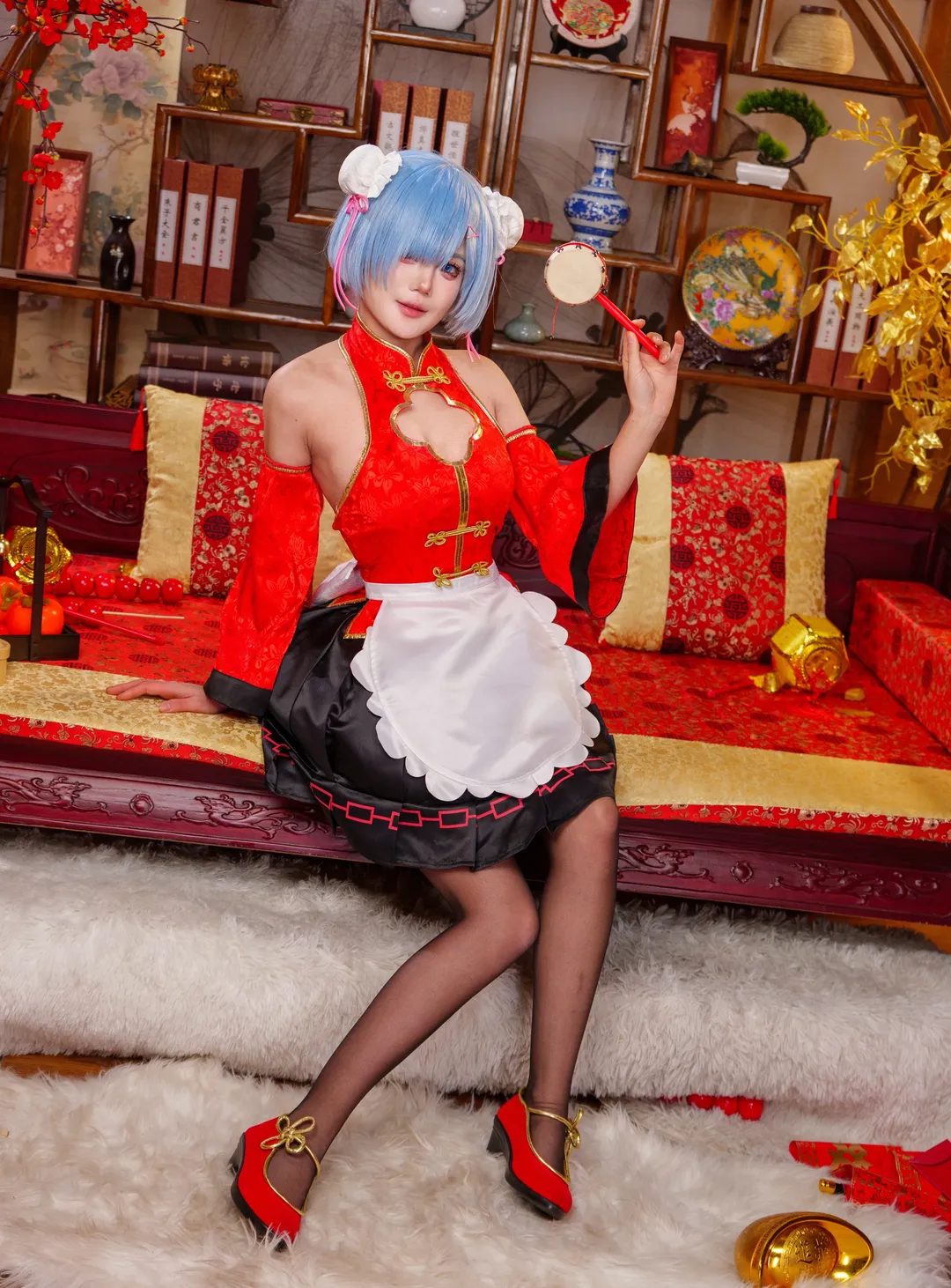 cosplay, 从零开始的异世界生活, 蕾姆cos, 黑丝, 元宵节 - 第8张