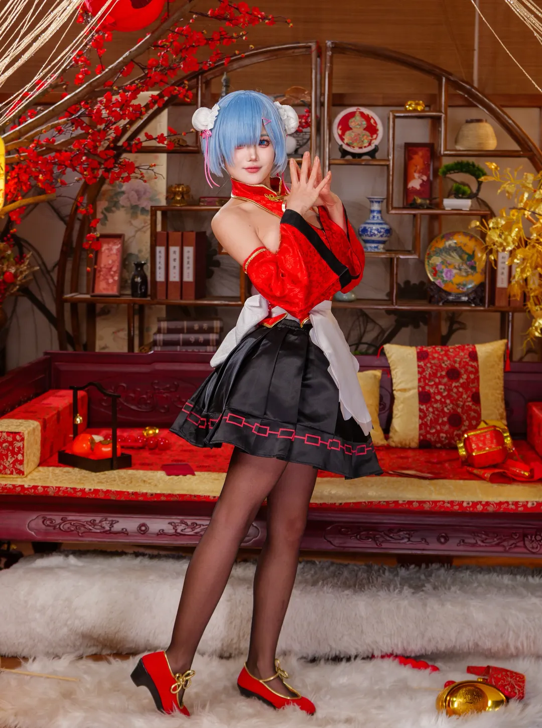 cosplay, 从零开始的异世界生活, 蕾姆cos, 黑丝, 元宵节 - 第9张