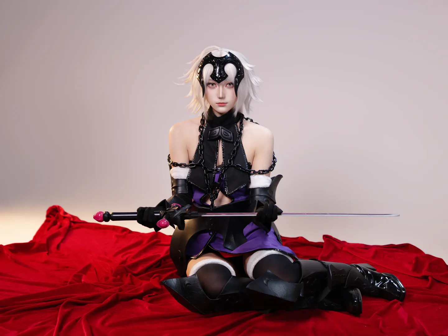 二次元cosplay, FGO, 黑贞德cos, FateGrandOrder, 白毛女骑士