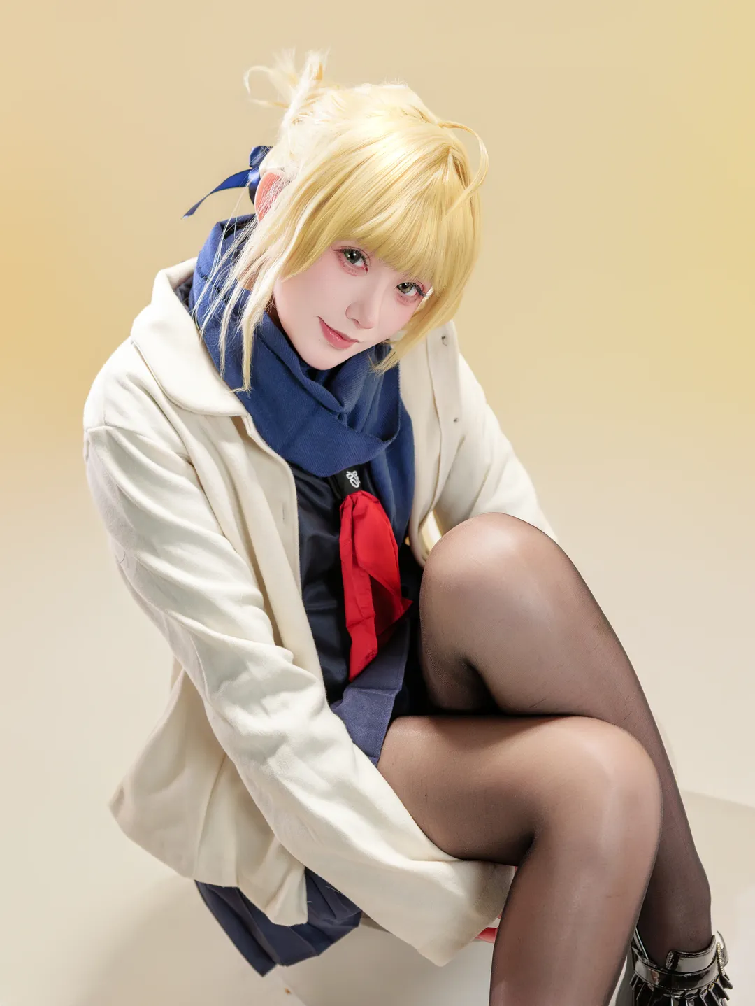 二次元攝影, 阿爾託莉雅cos, Fate, 黑絲穿搭, 日常向