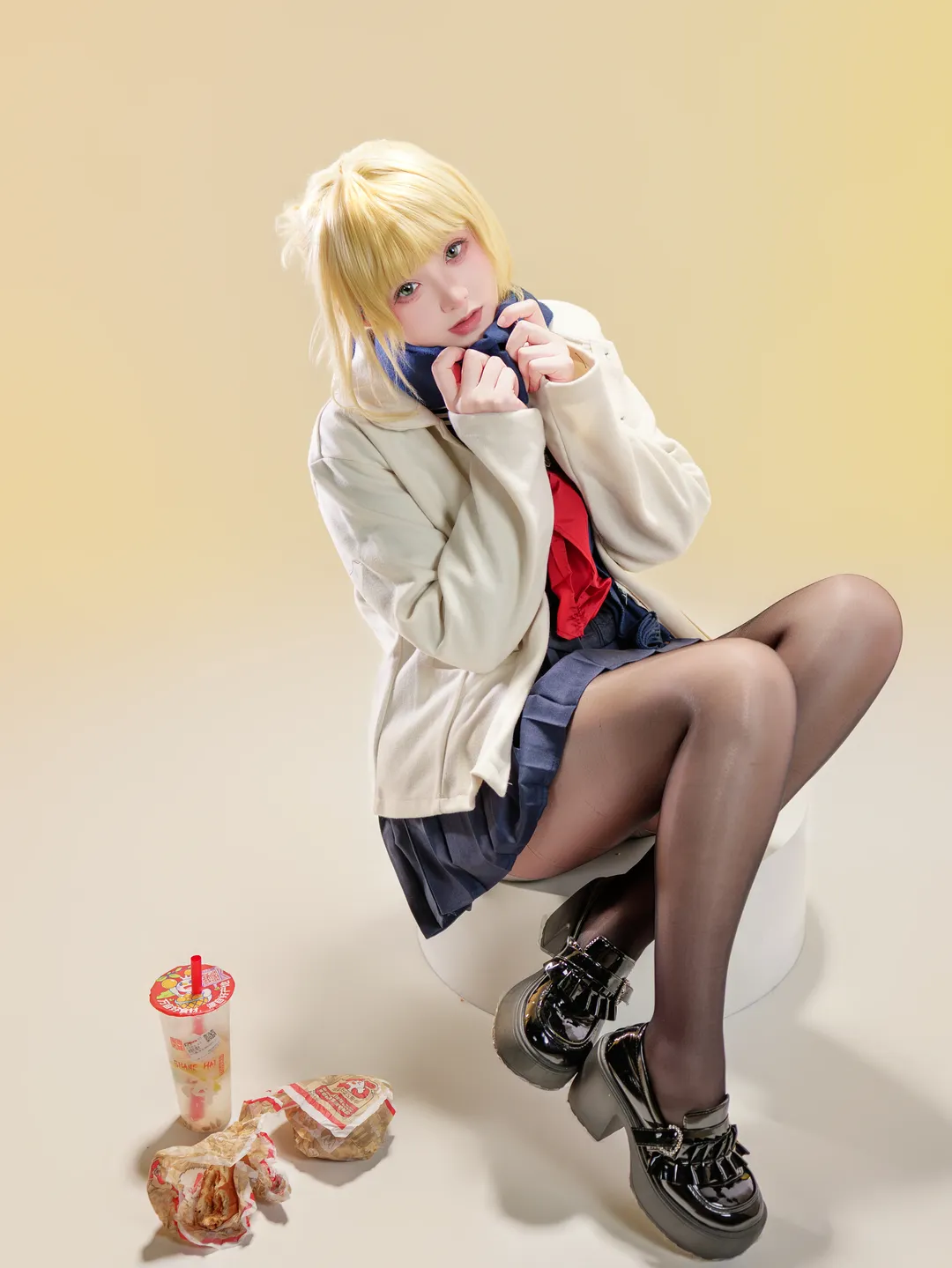 二次元摄影, 阿尔托莉雅cos, Fate, 黑丝穿搭, 日常向 - 第2张