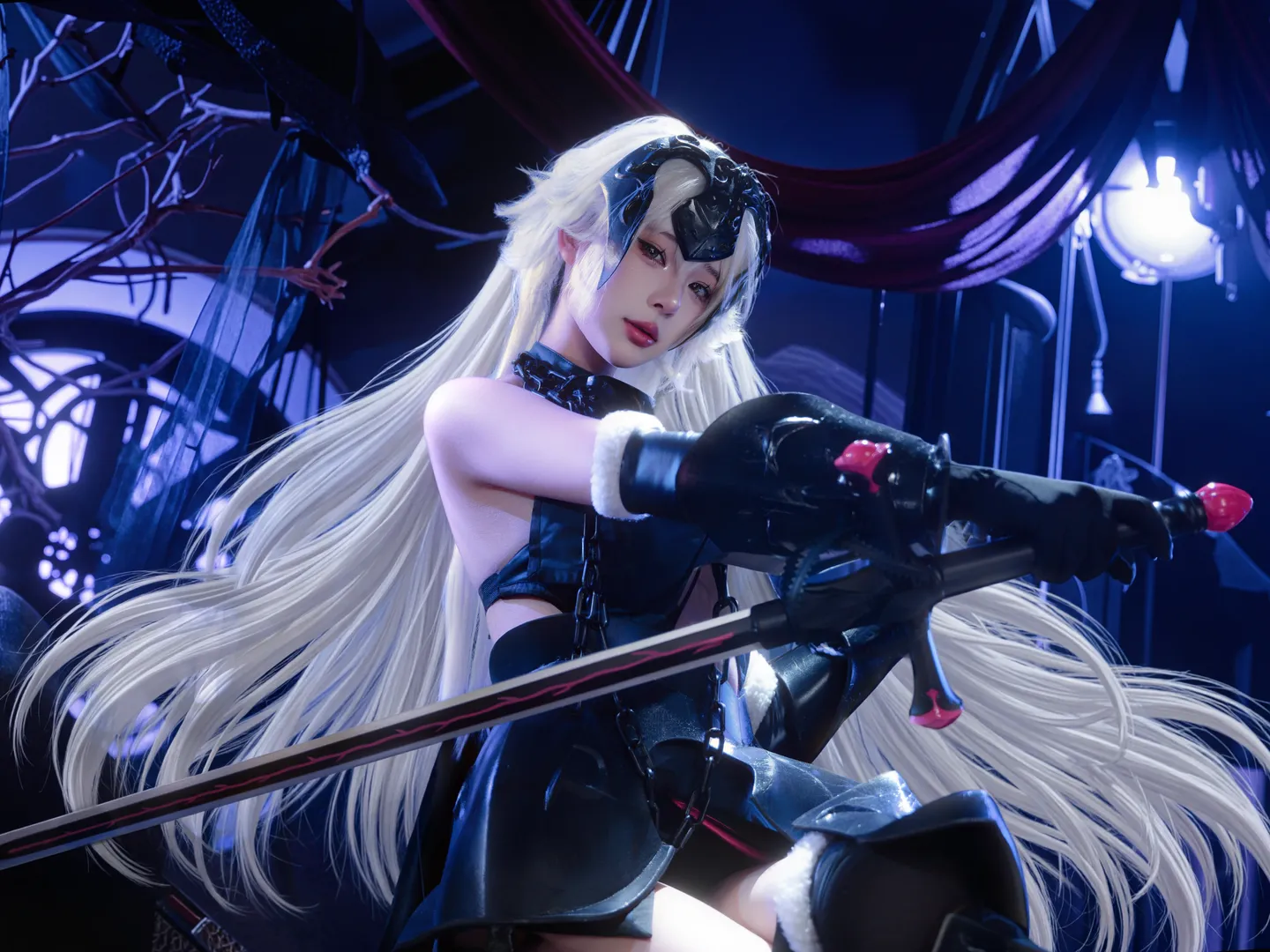 黑贞德cos, 命运冠位指定, cosplay正片, fate, 银发cos