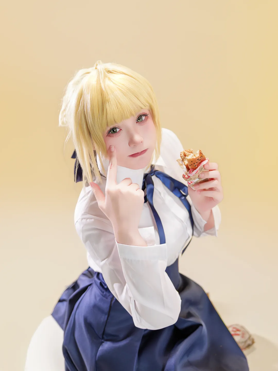 阿尔托莉雅cos, 二次元cosplay, FGO, jk制服, 黑丝穿搭 - 第1张