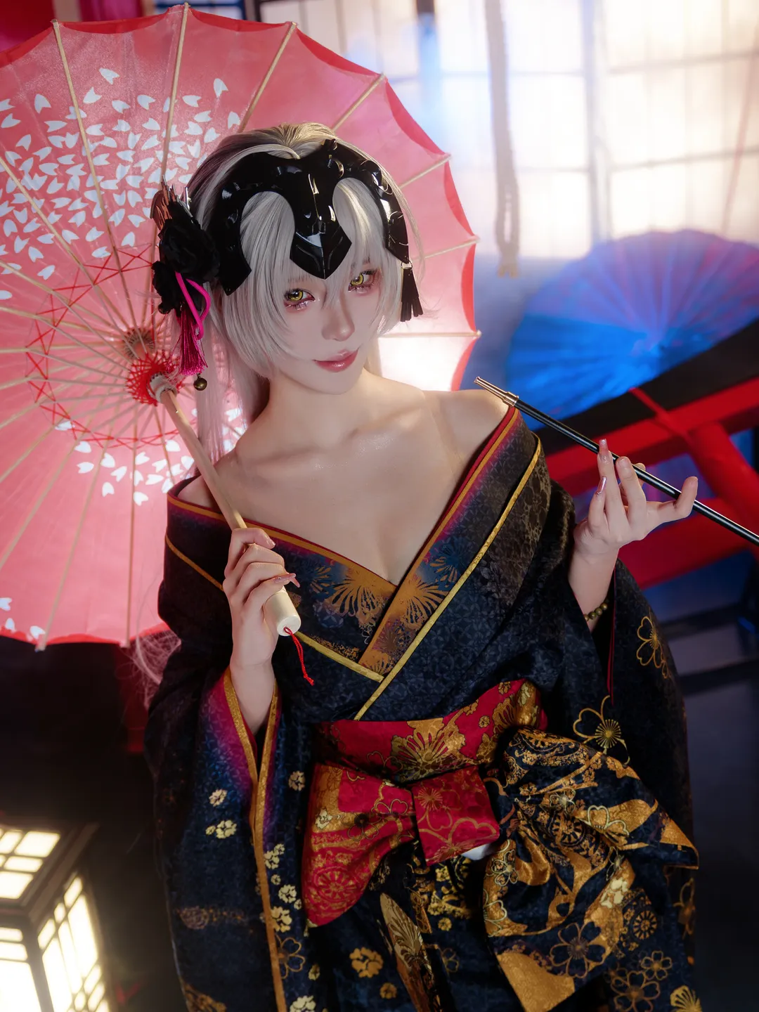 Fate/Grand Order, 二次元cosplay, 黑贞德cos, 花魁造型, 和风和服