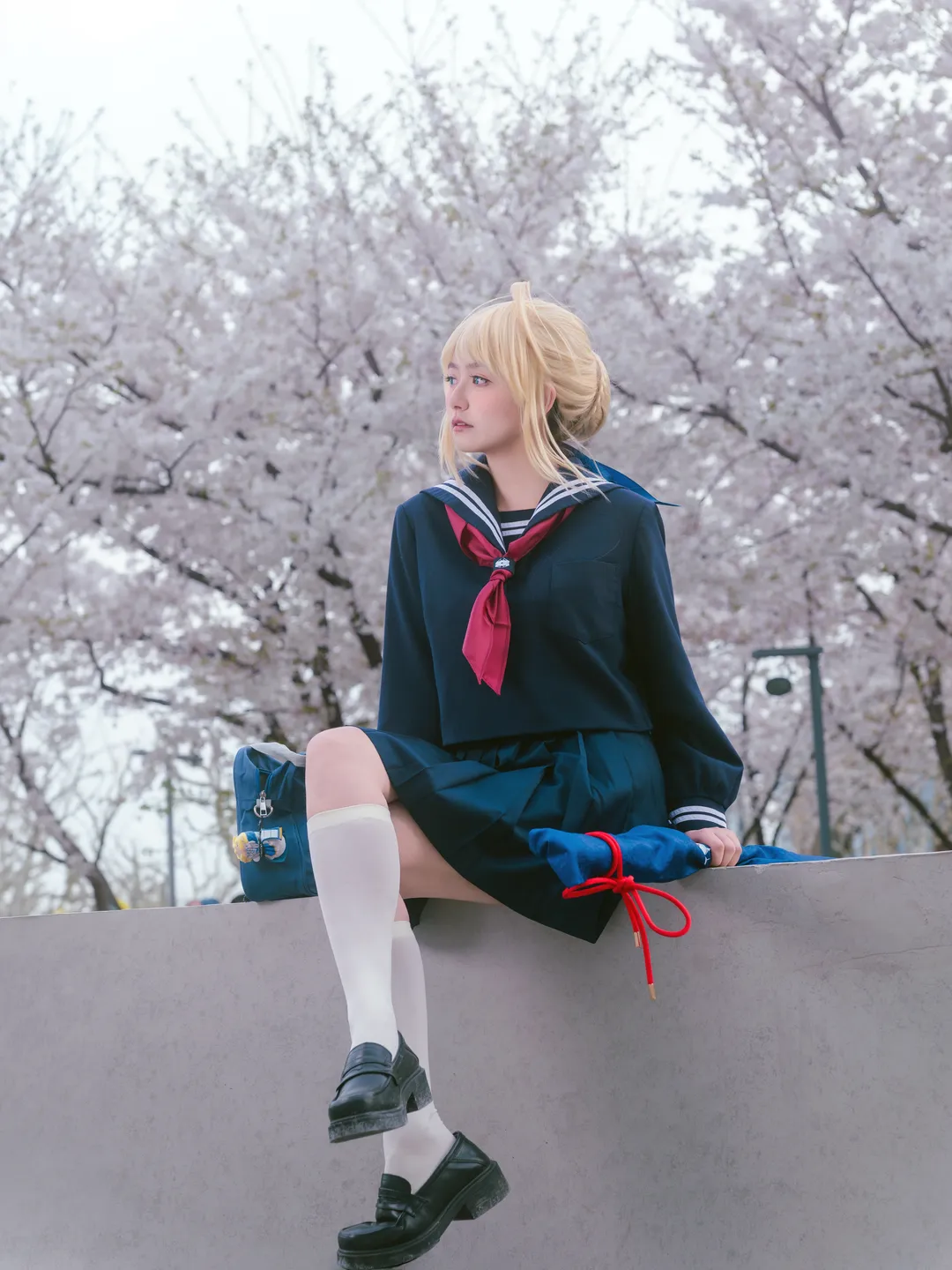 阿尔托莉雅cos, Fate, 白丝, 樱花外景, 水手服 - 第6张