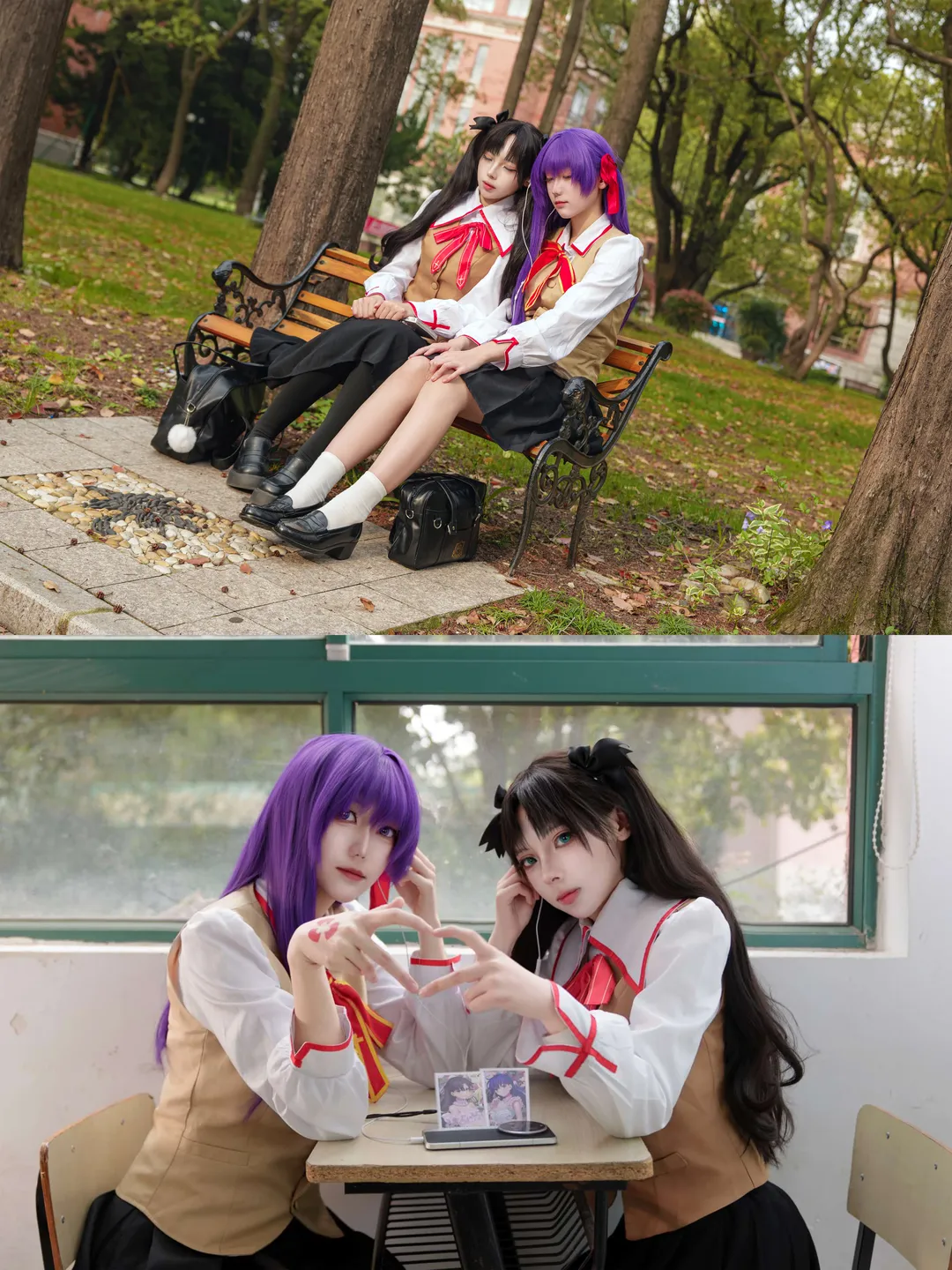 Fate, 远坂凛cos, 间桐樱cos, 丝袜穿搭, 二次元校服 - 第1张