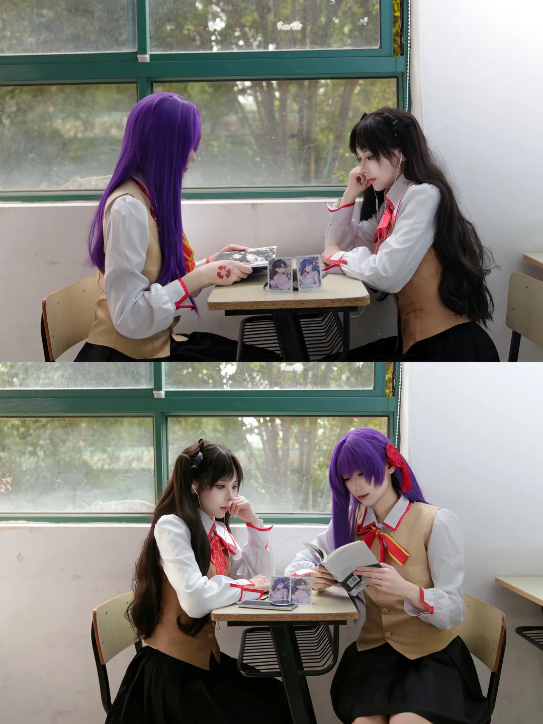 Fate, 远坂凛cos, 间桐樱cos, 丝袜穿搭, 二次元校服 - 第2张