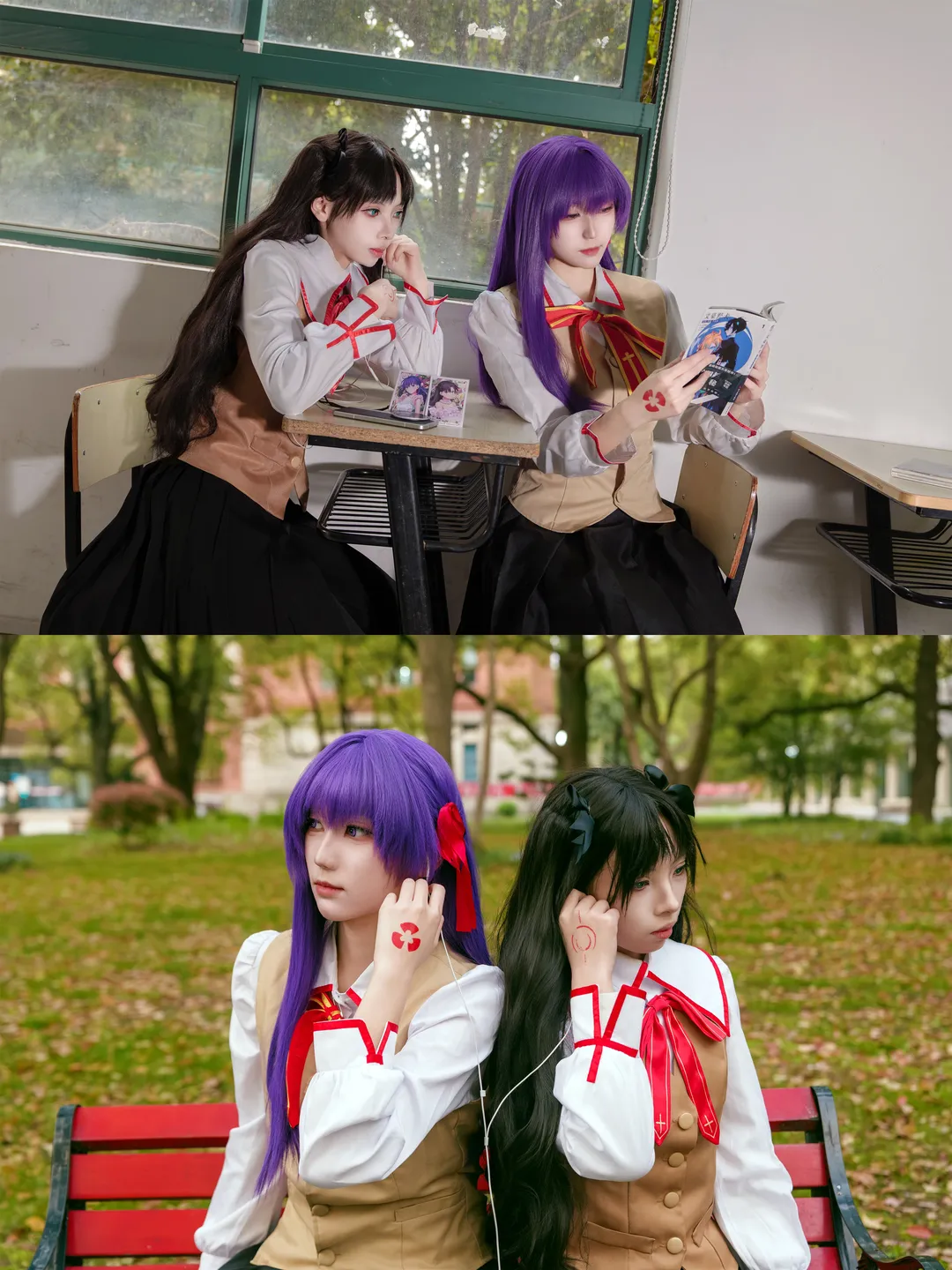 Fate, 远坂凛cos, 间桐樱cos, 丝袜穿搭, 二次元校服 - 第3张
