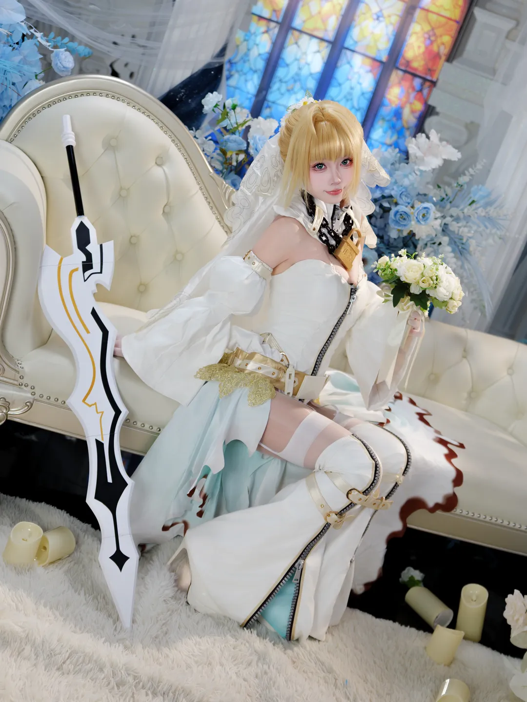 二次元攝影, FGO, cosplay分享, 白絲穿搭, 花嫁尼祿cos - 第1張
