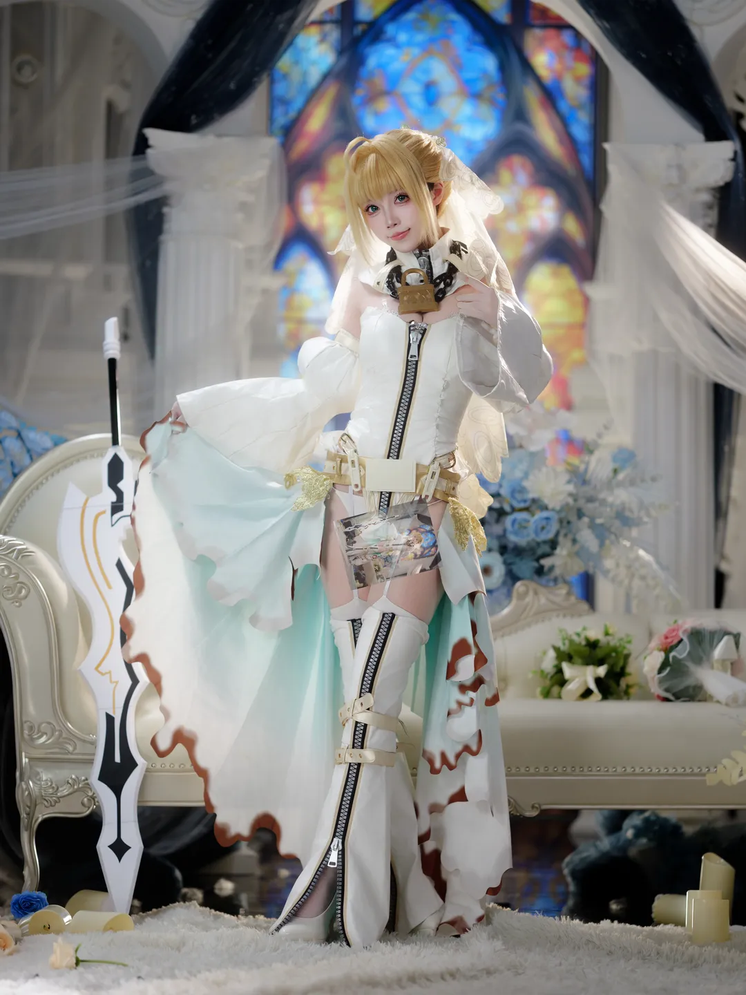 二次元攝影, FGO, cosplay分享, 白絲穿搭, 花嫁尼祿cos - 第10張