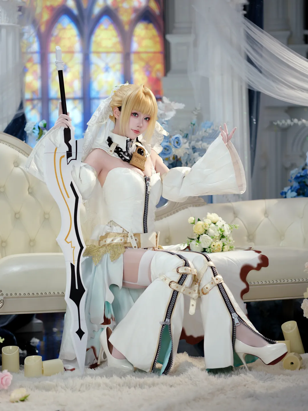 二次元攝影, FGO, cosplay分享, 白絲穿搭, 花嫁尼祿cos - 第6張