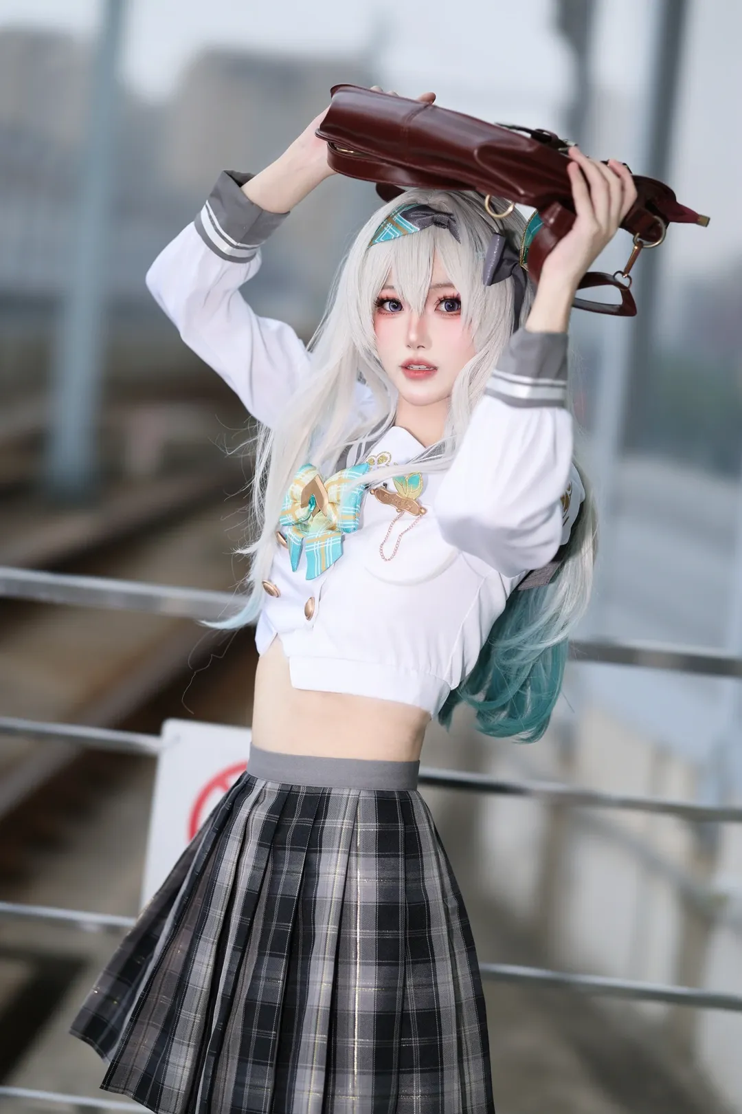 cosplay, 崩坏星穹铁道, 流萤cos, JK制服, 白丝 - 第1张