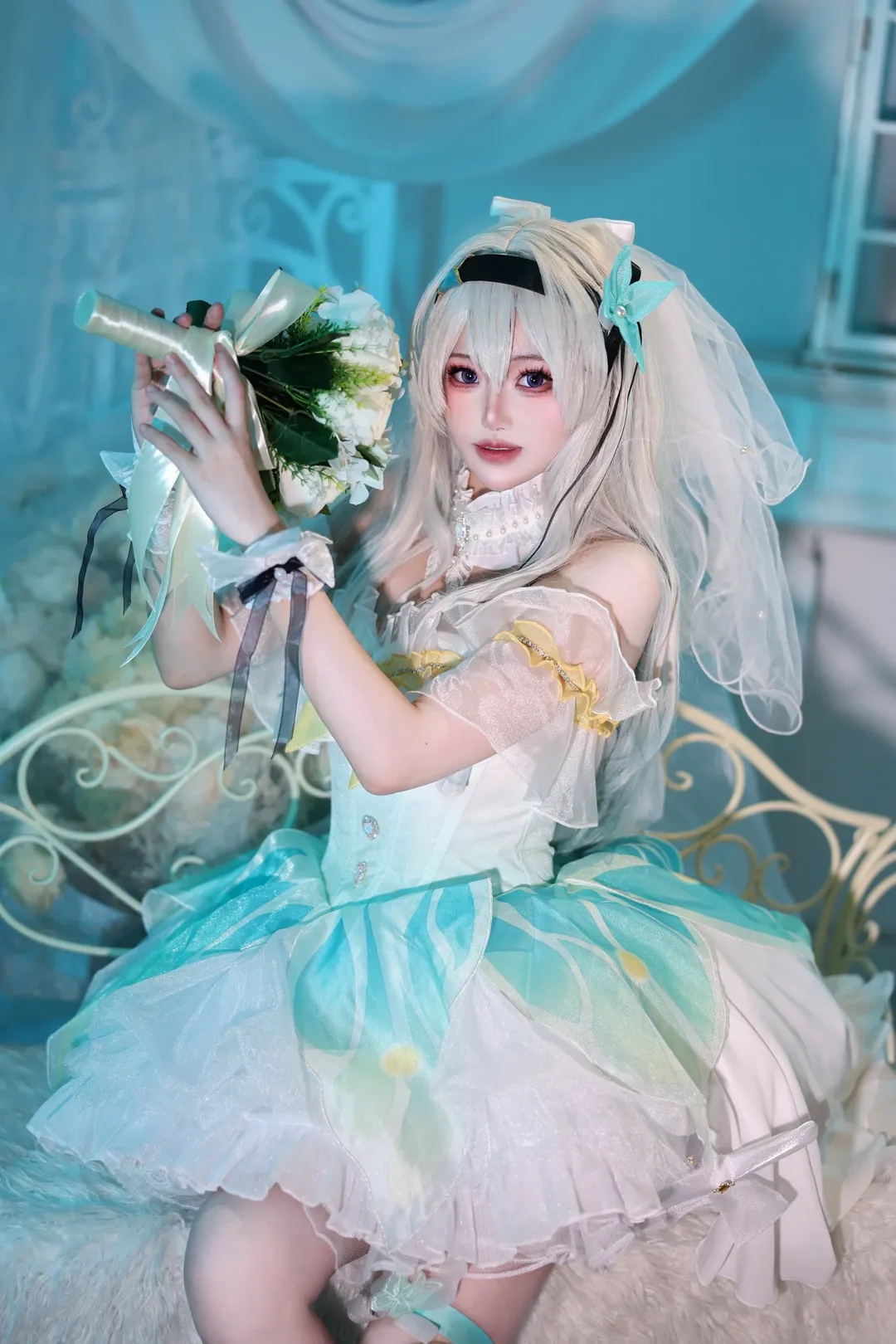 二次元摄影, 崩坏星穹铁道, 流萤cos, 花嫁cos, 白丝穿搭 - 第1张