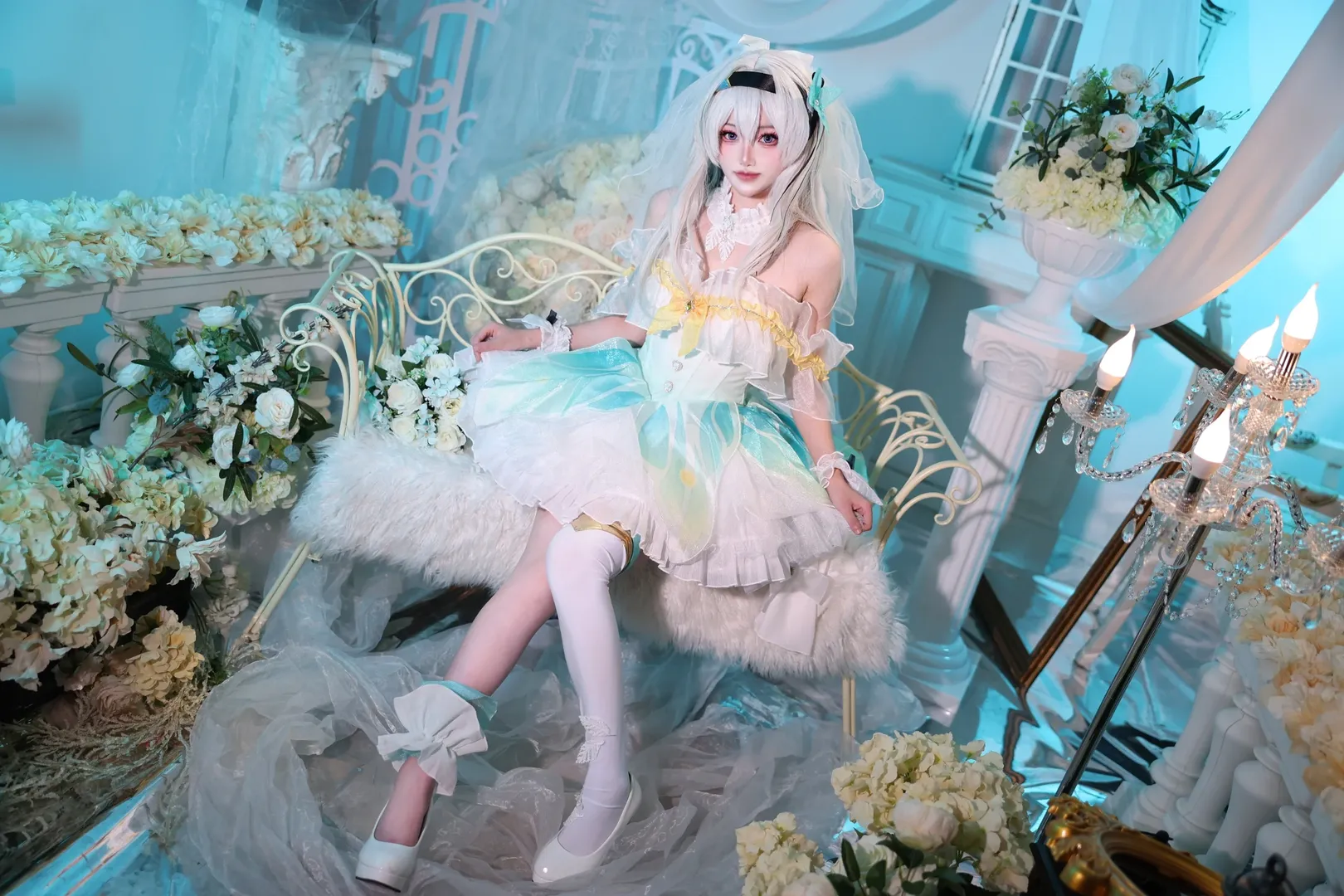 二次元摄影, 崩坏星穹铁道, 流萤cos, 花嫁cos, 白丝穿搭 - 第4张