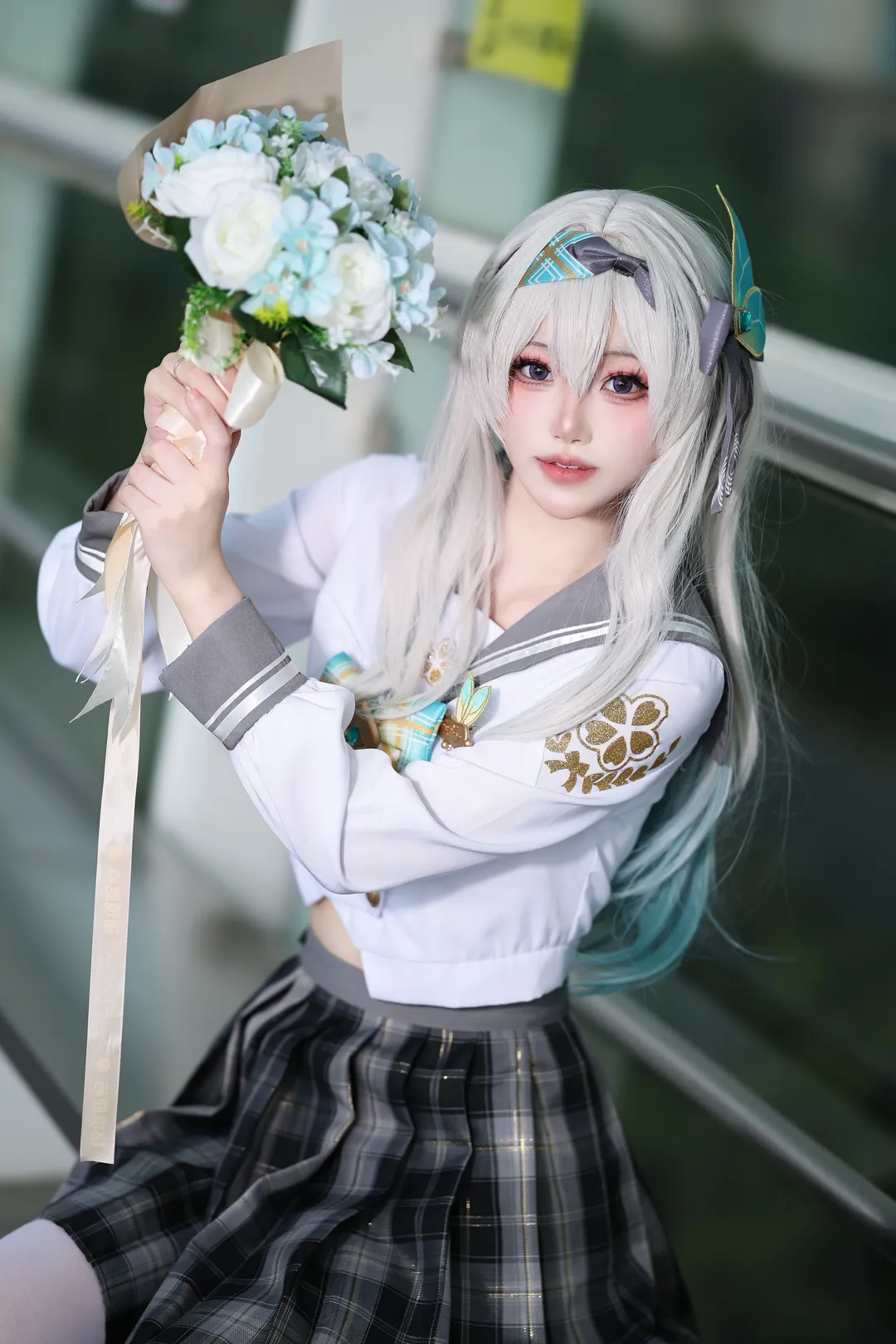 2D, Honkai: Star Rail, Firefly cosplay, Cosplay photography, White thigh-highs outfit - Image 2